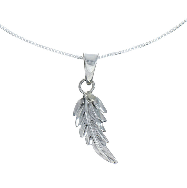 Navajo Sterling Silver Leaf Pendant 16" Box Italian Chain Necklace Set X10686
